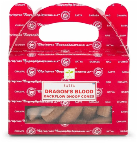 Благовония-конусы стелющийся дым Dragon`s Blood (Кровь драконов), Backflow Dhoop Cones 24 шт., SATYA